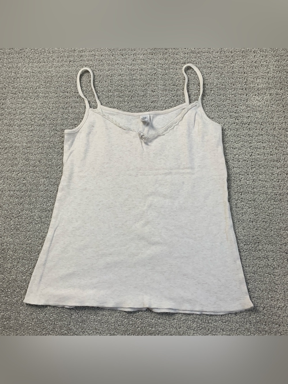 GAP Body 2000s Y2K White Tank Top Lace Trim Size Small Basic Layering Cotton